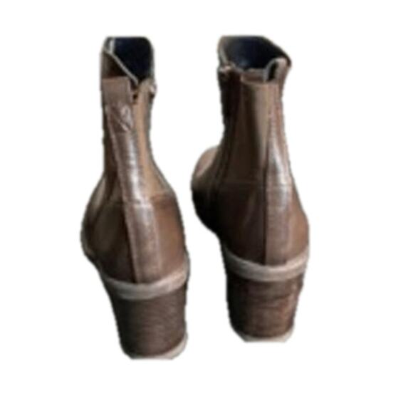 Franco Sarto Brown Ankle Boots Tallon Block Heel Zip 7.5M - Picture 8 of 8